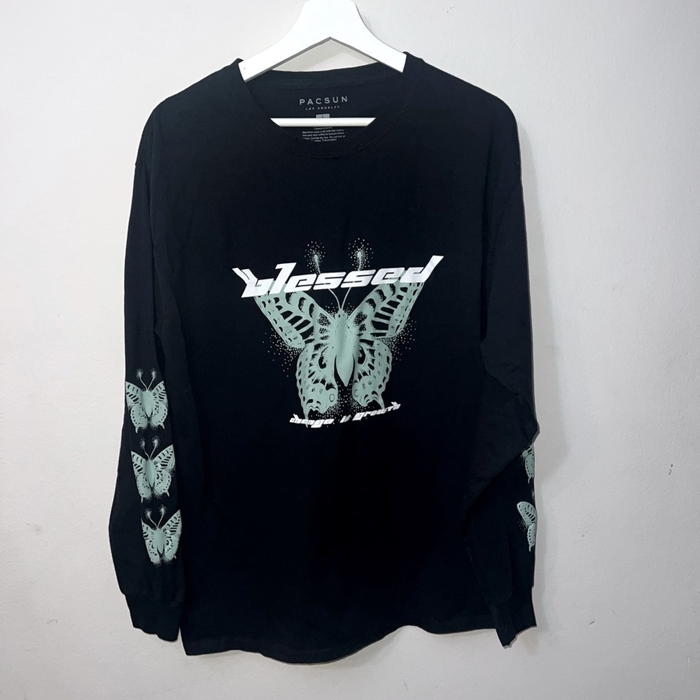 Pacsun large T-shirt long sleeve butterfly desig